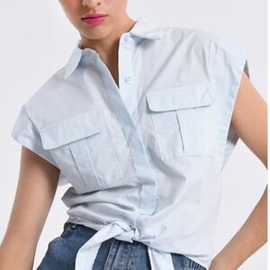 Lili Sidonio by Molly Bracken BLUE Tie Shirt Size S